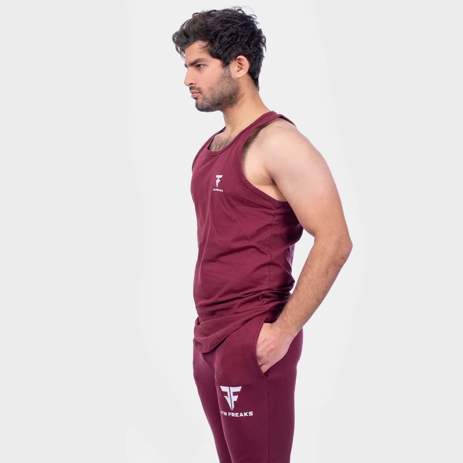 Muscle Fit Tank Top Vest Maroon