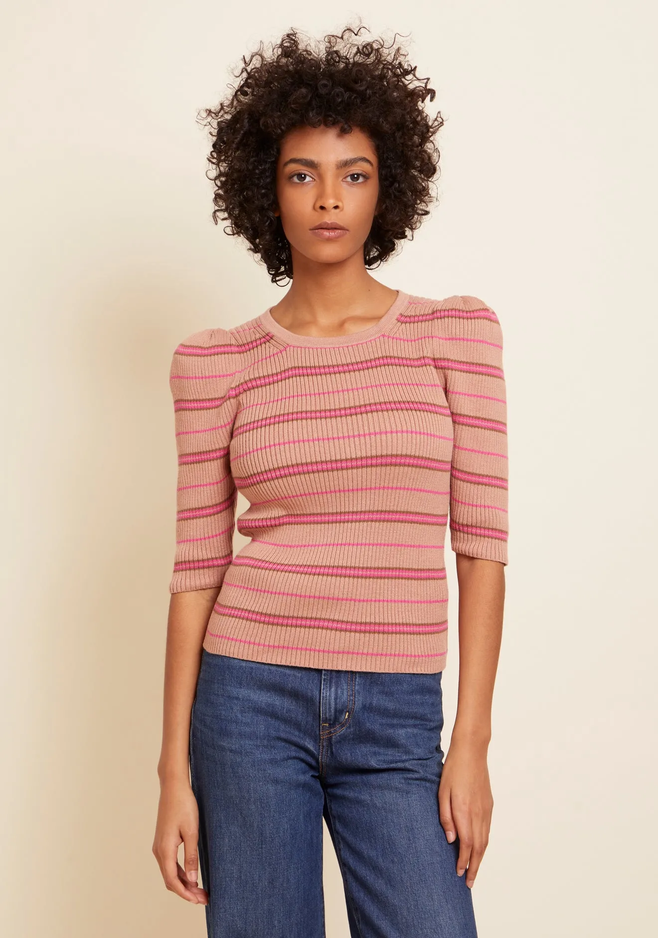 Nation LTD - Sarah Slim Crew Neck in Bisou Stripe