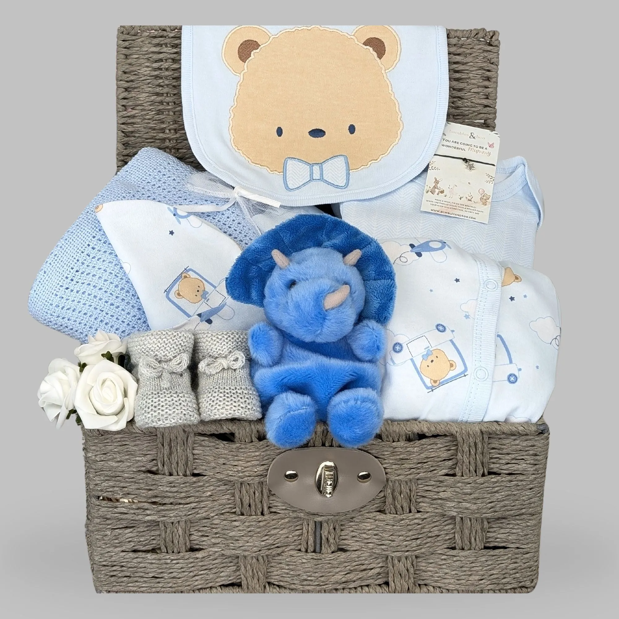 New Baby Boy Hamper Basket Eco Friendly Palm Dinosaur