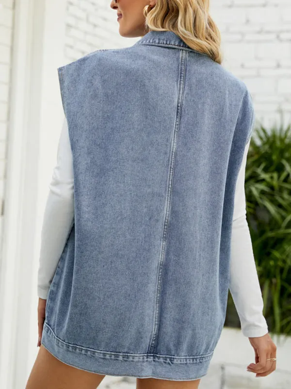 New denim vest vest summer fashion trend denim sleeveless vest