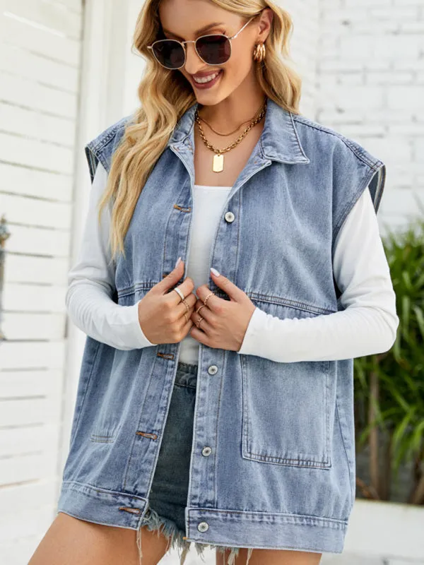 New denim vest vest summer fashion trend denim sleeveless vest