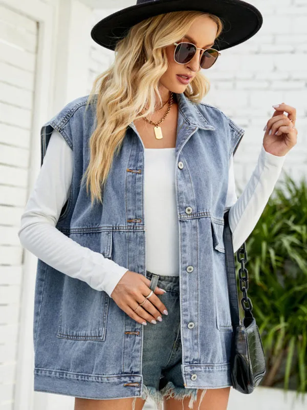 New denim vest vest summer fashion trend denim sleeveless vest