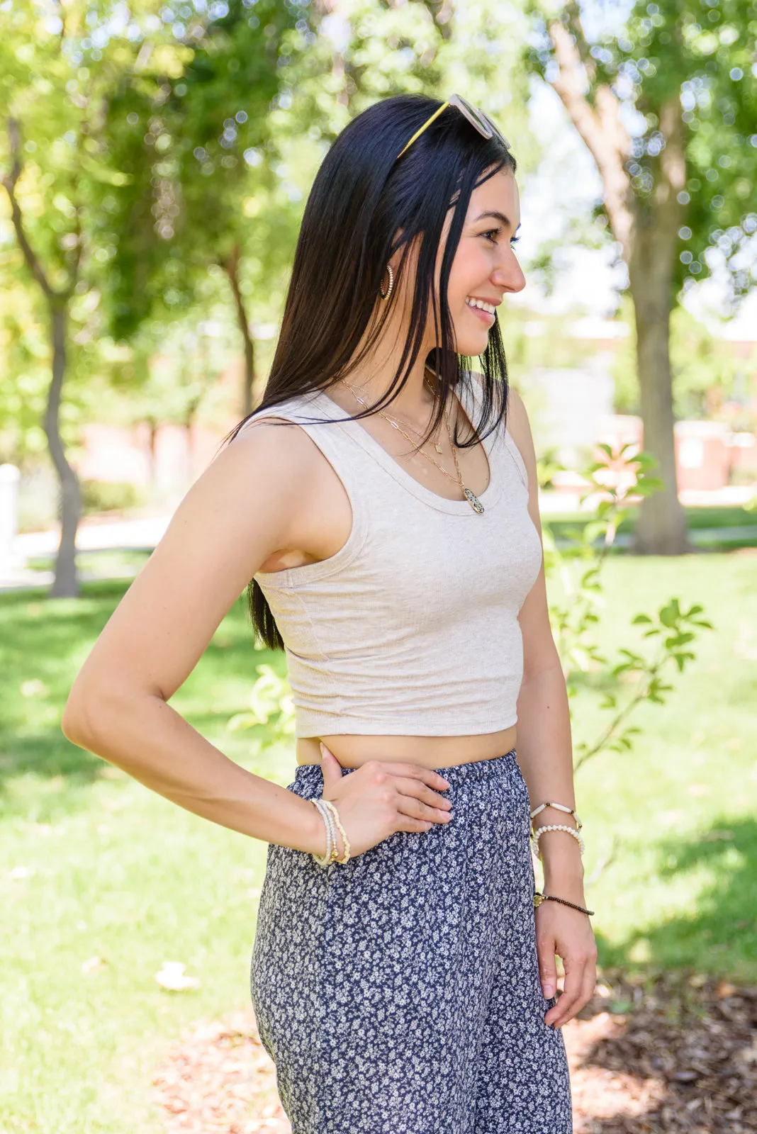 Oatmeal "Kelly" Crop Tank Top