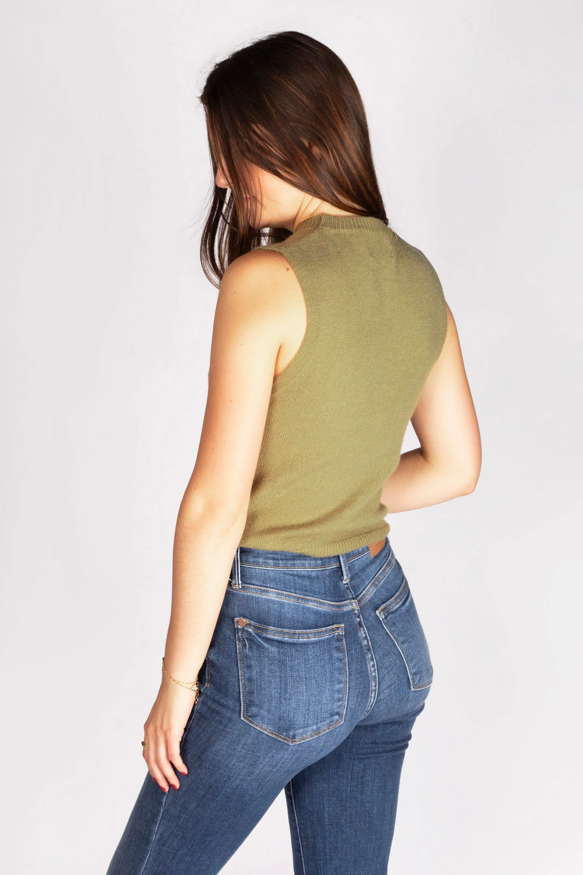 Olive Sleeveless Sweater Top - FINAL SALE