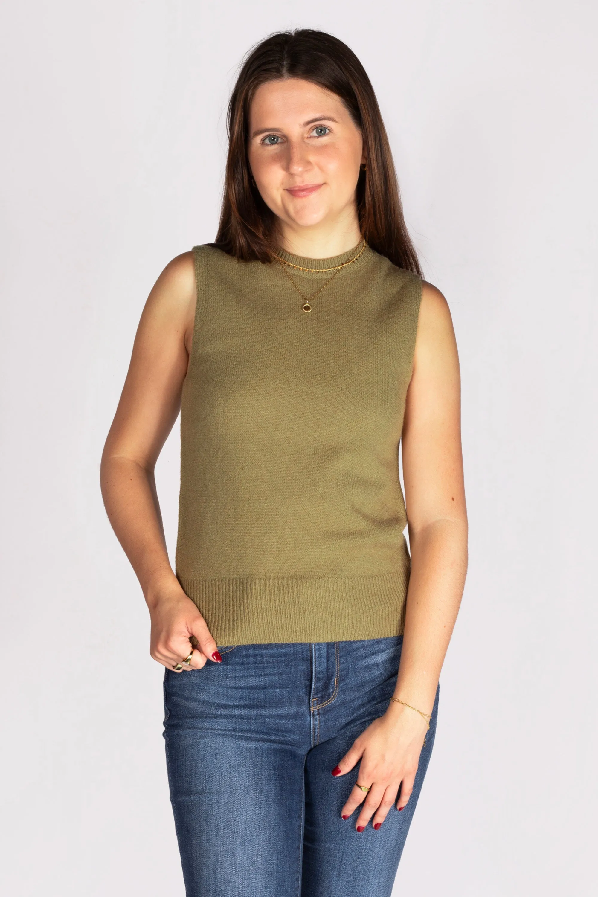 Olive Sleeveless Sweater Top - FINAL SALE