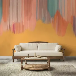 Paint Stroke Pattern Wallpaper for Walls Yellow Color