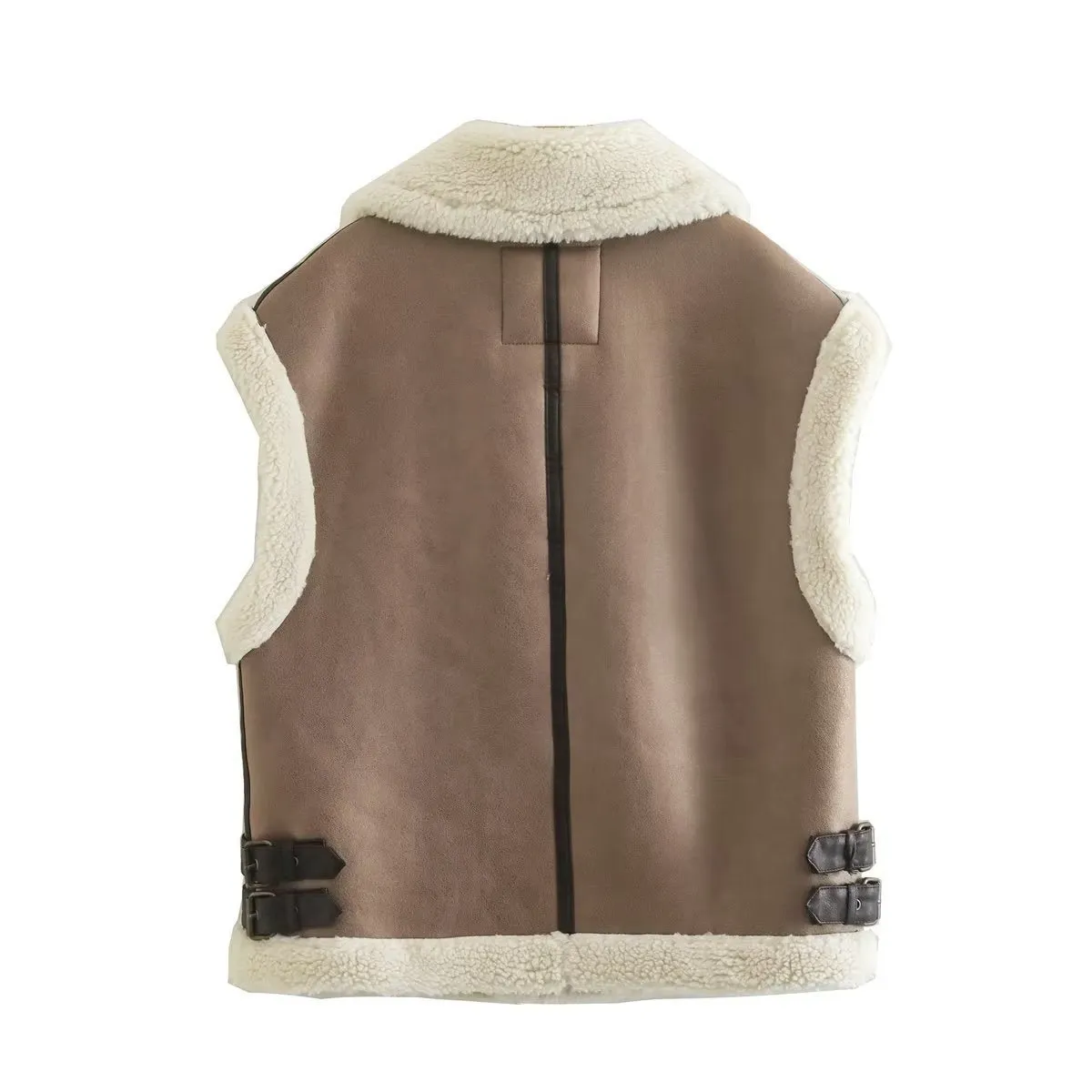 Pre Order:  Faux Leather Wool Spliced Vest