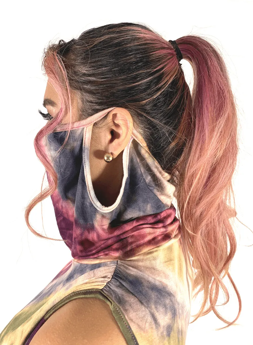 "Ninja Dye" Biker Short Tie Dye Matching Set with Built-In Face Mask