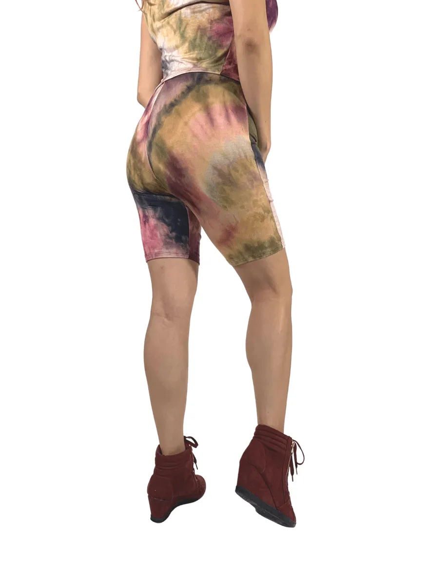 "Ninja Dye" Biker Short Tie Dye Matching Set with Built-In Face Mask