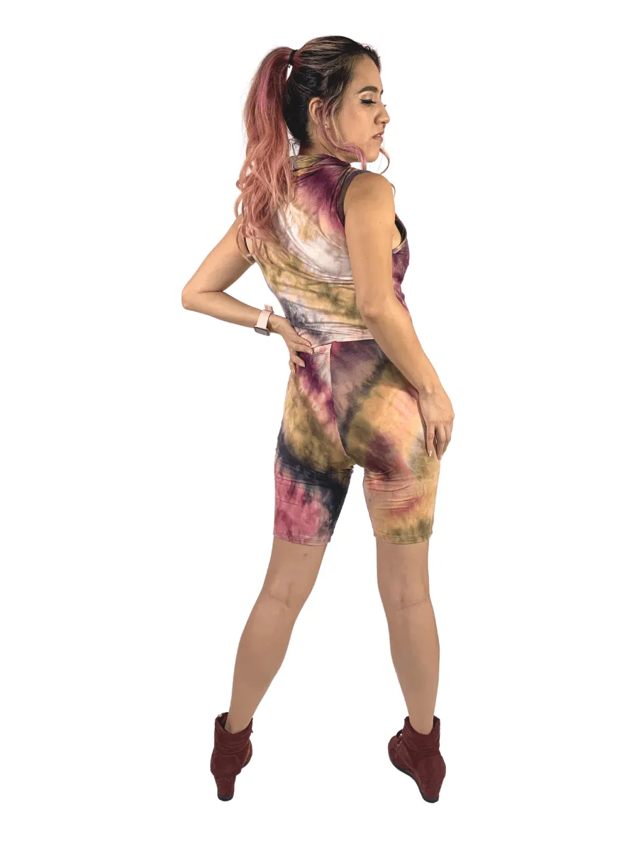 "Ninja Dye" Biker Short Tie Dye Matching Set with Built-In Face Mask