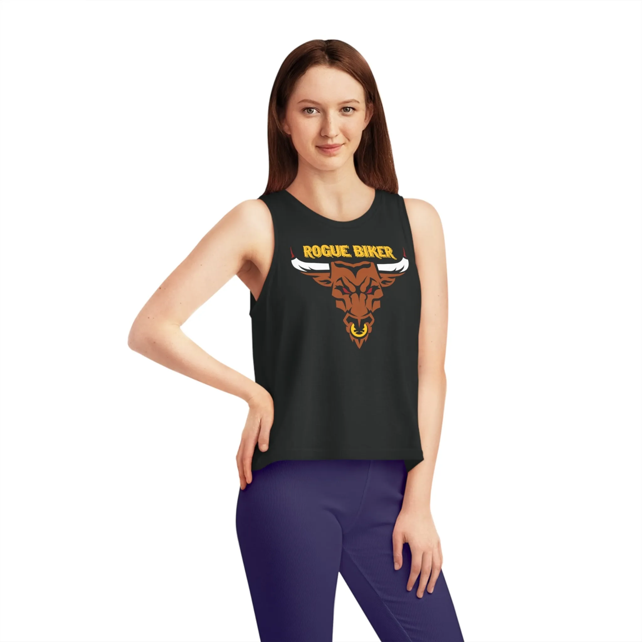 Rogue Biker Bull [Yellow] | Women's Dancer Cropped Tank Top