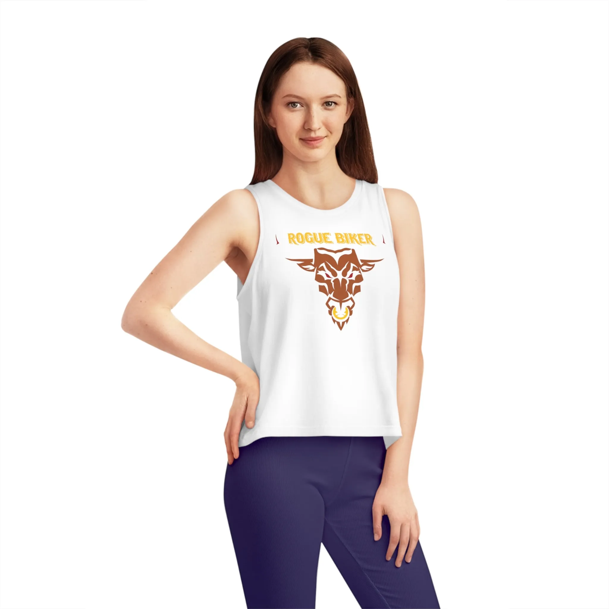 Rogue Biker Bull [Yellow] | Women's Dancer Cropped Tank Top