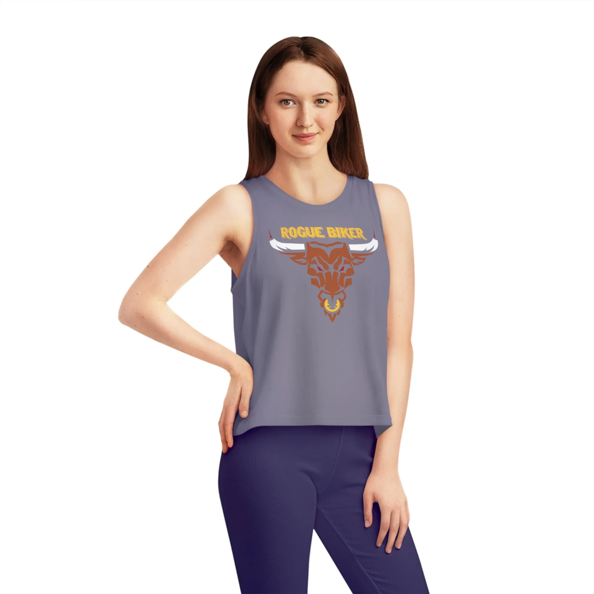 Rogue Biker Bull [Yellow] | Women's Dancer Cropped Tank Top