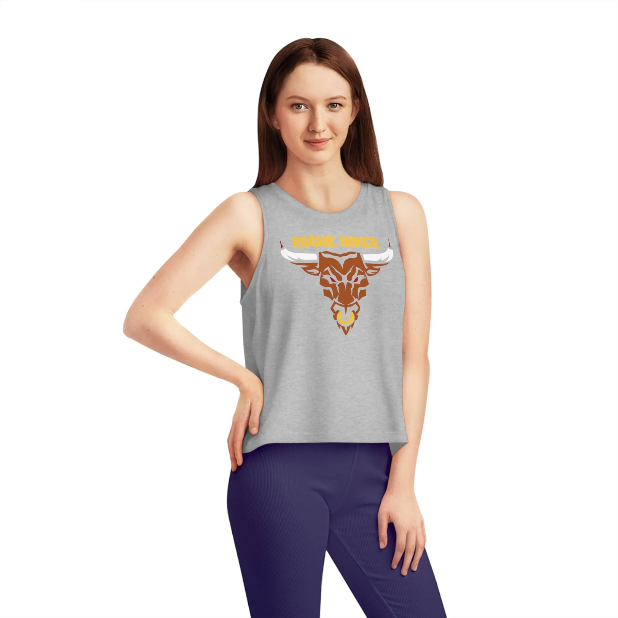 Rogue Biker Bull [Yellow] | Women's Dancer Cropped Tank Top