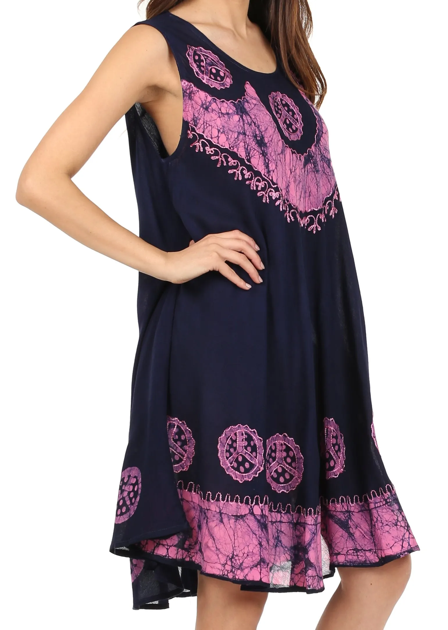 Sakkas Batik Peace Caftan Tank Dress / Cover Up