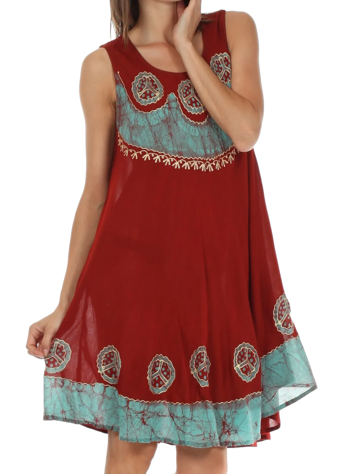 Sakkas Batik Peace Caftan Tank Dress / Cover Up