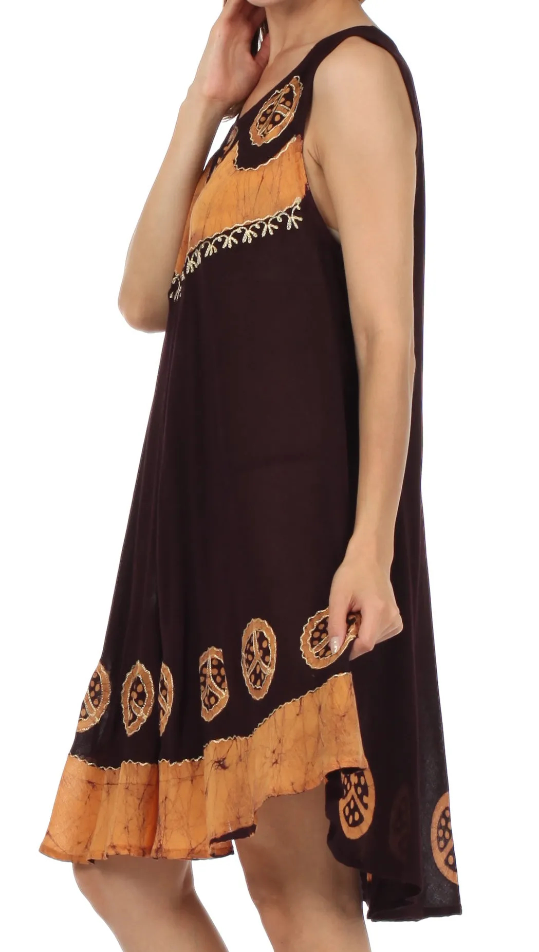 Sakkas Batik Peace Caftan Tank Dress / Cover Up