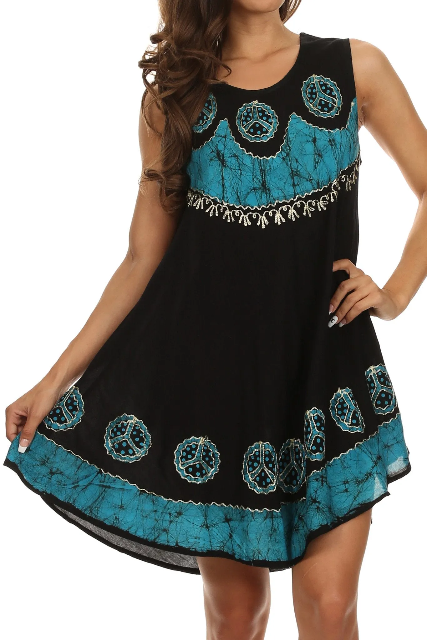 Sakkas Batik Peace Caftan Tank Dress / Cover Up