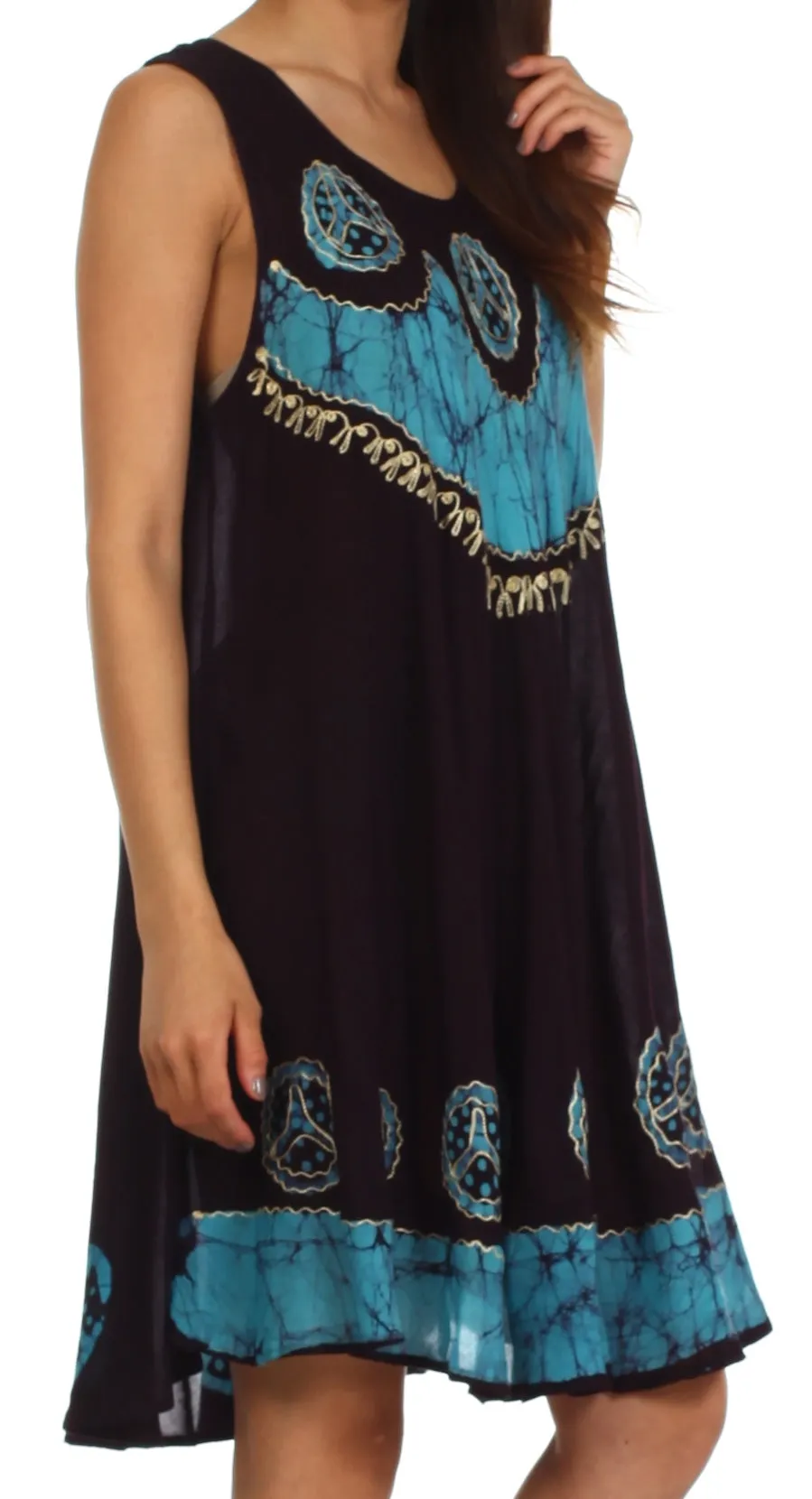 Sakkas Batik Peace Caftan Tank Dress / Cover Up