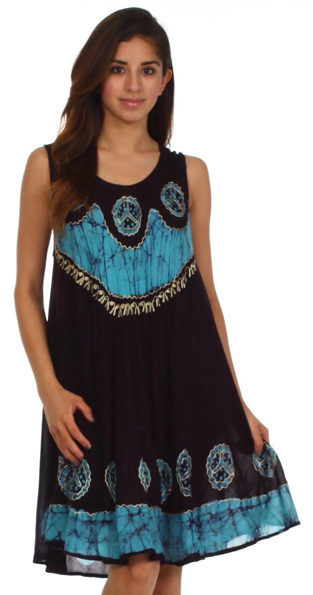 Sakkas Batik Peace Caftan Tank Dress / Cover Up