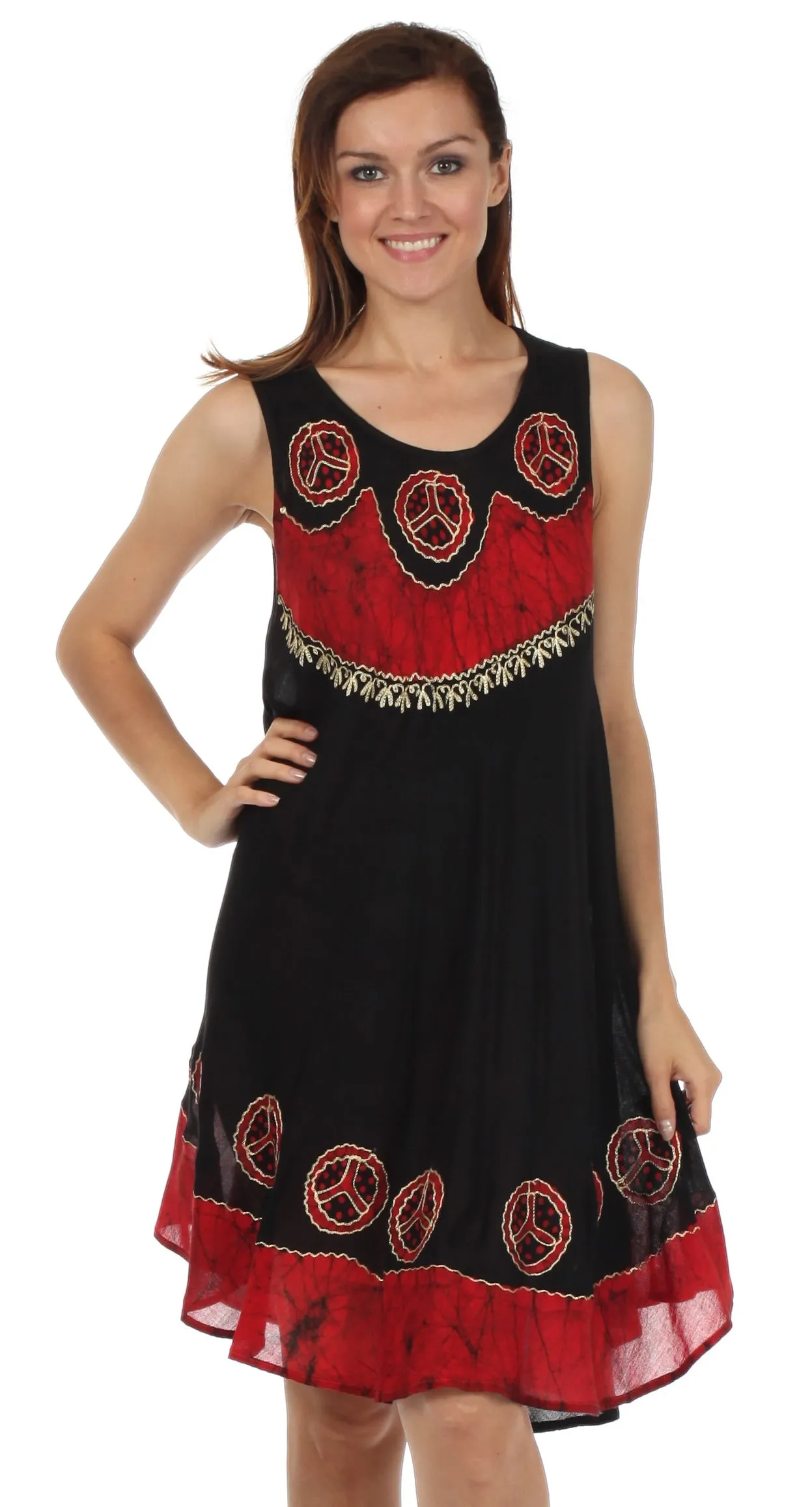 Sakkas Batik Peace Caftan Tank Dress / Cover Up