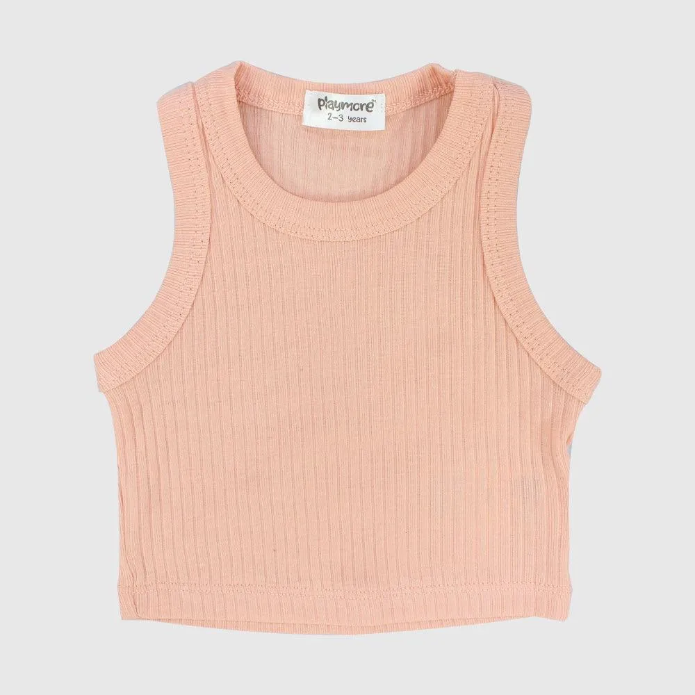 Salmon Cropped Ribbed Tank Top