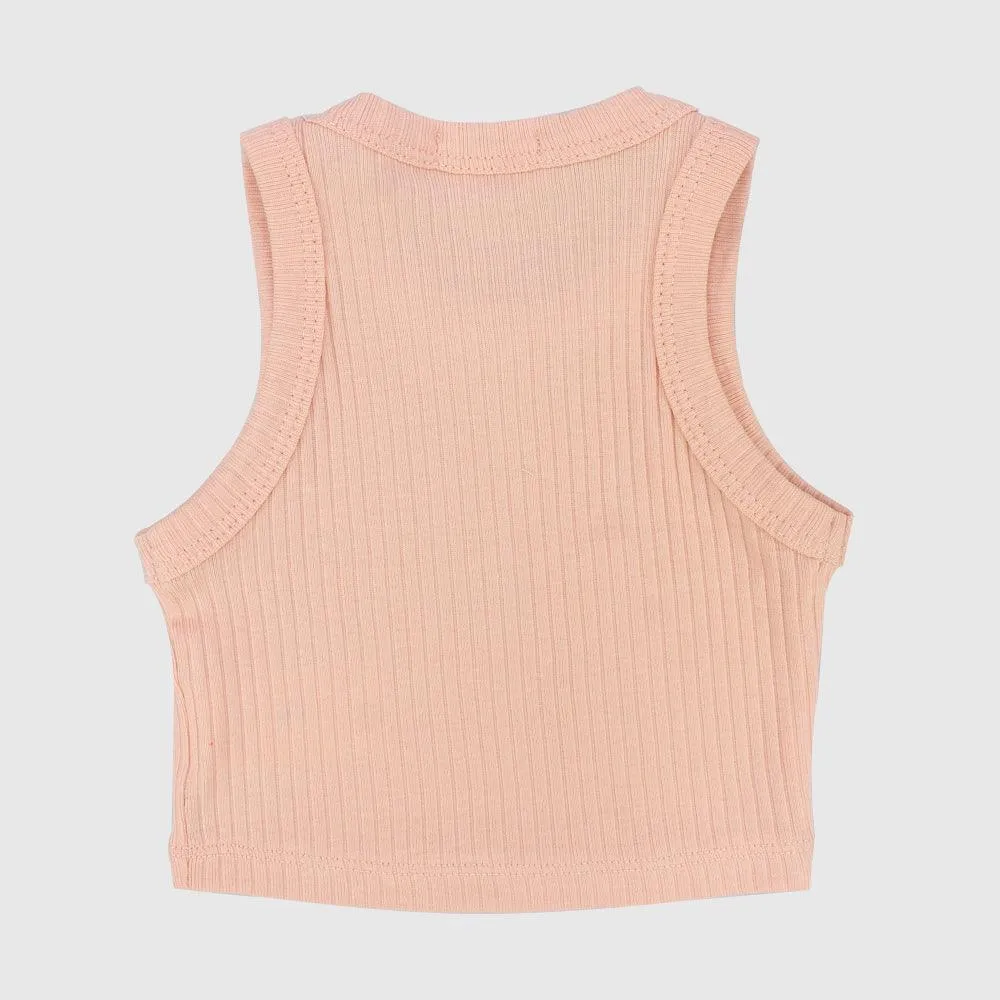 Salmon Cropped Ribbed Tank Top