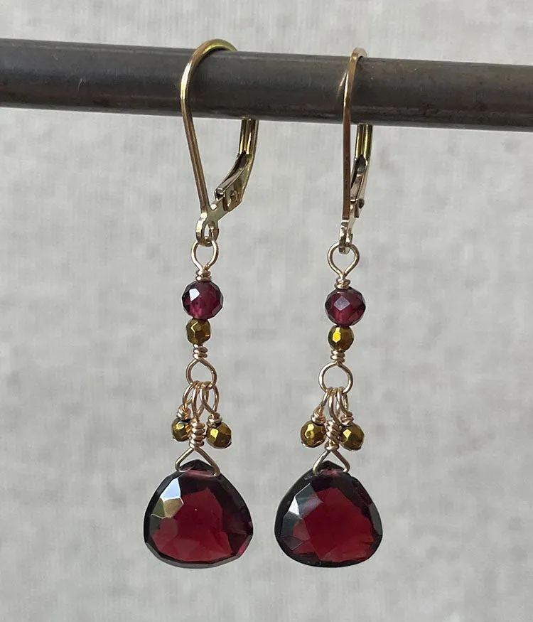 Shimmer Reflection Garnet Earrings