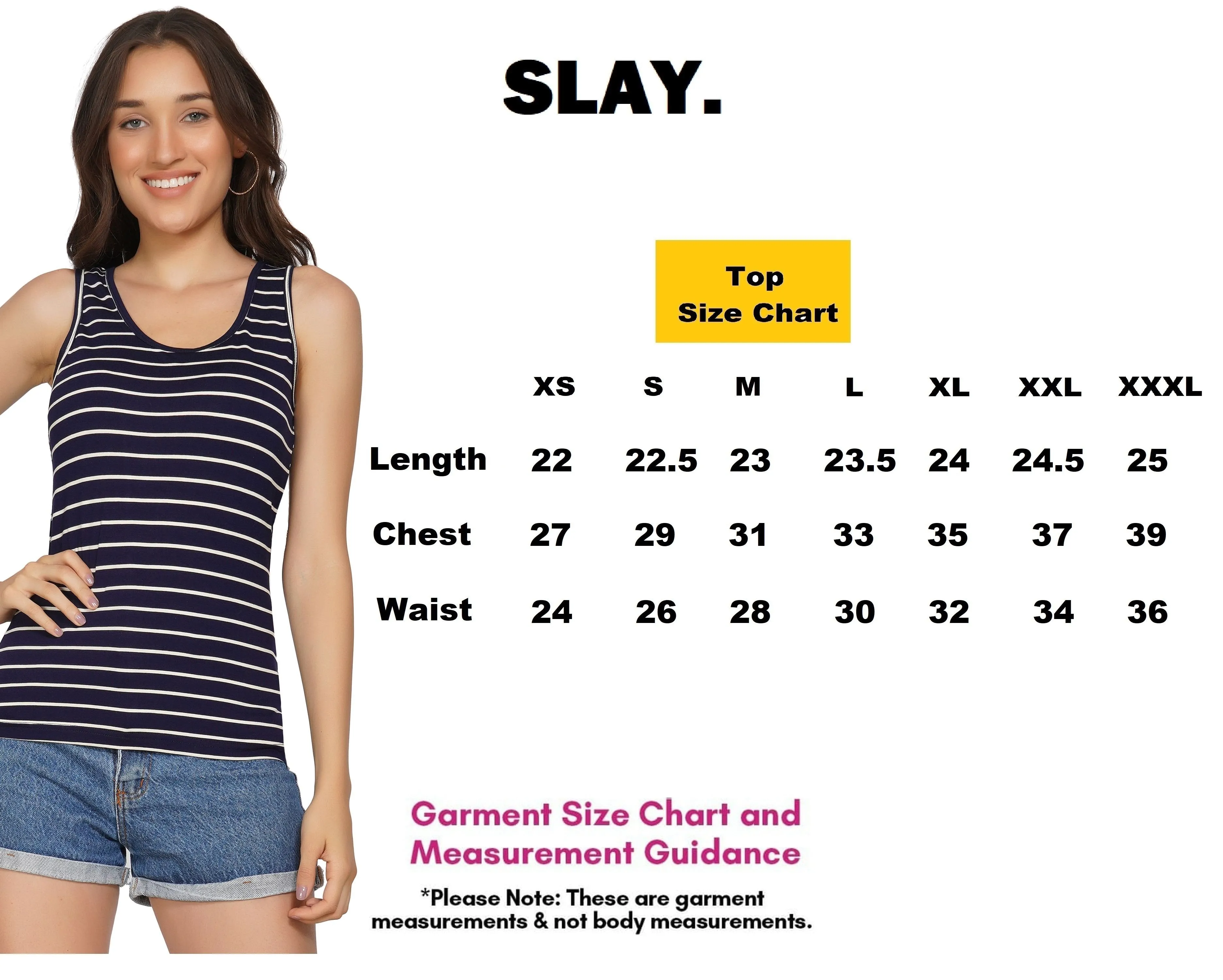 SLAY. Women's Navy Blue with White Stripes Tank Top