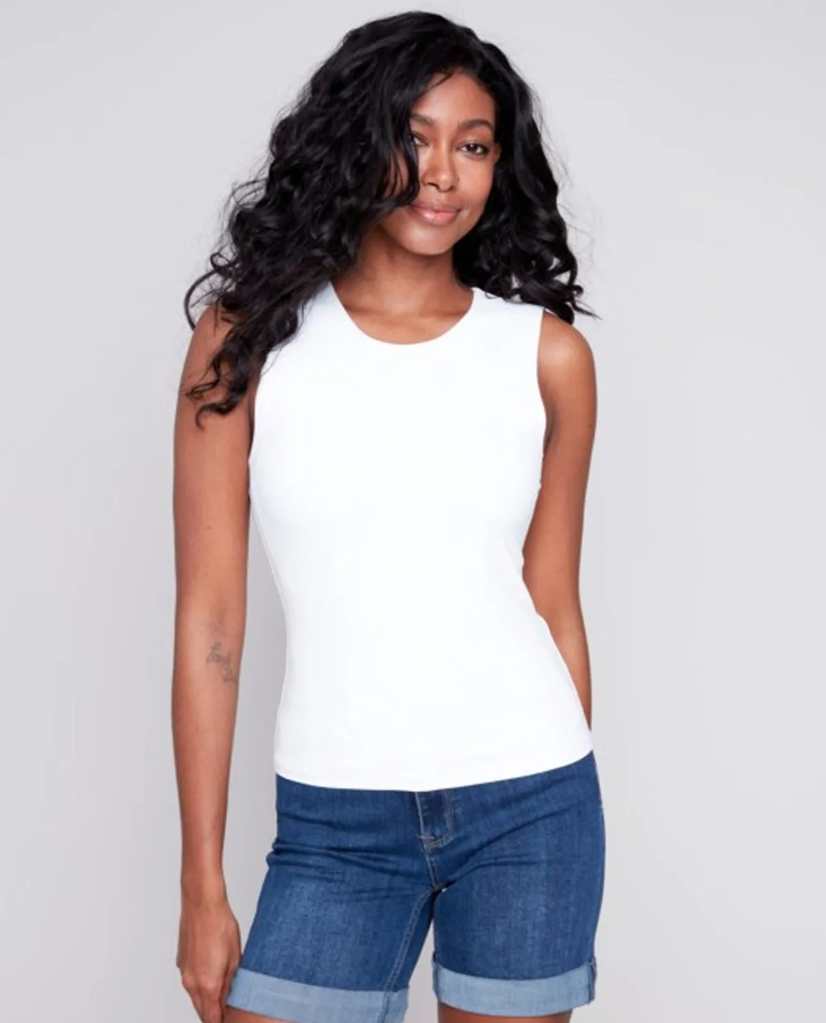 Sleeveless Rib Top - White