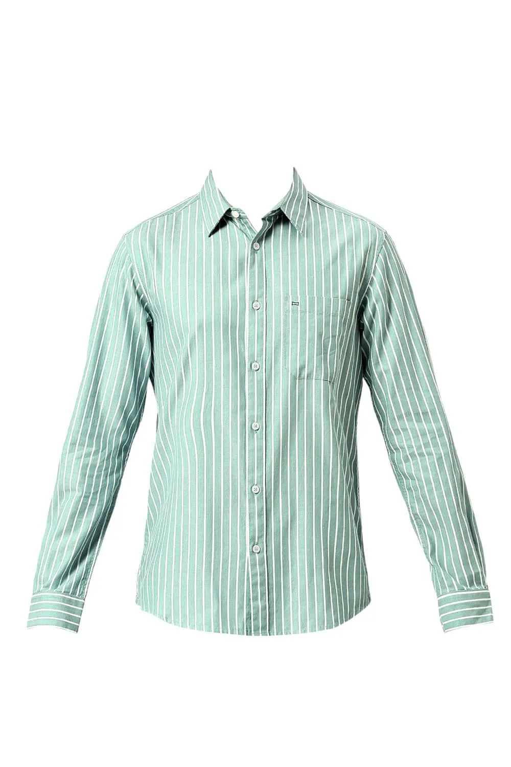 Slim Fit Cotton Herringbone Stripe Shirt