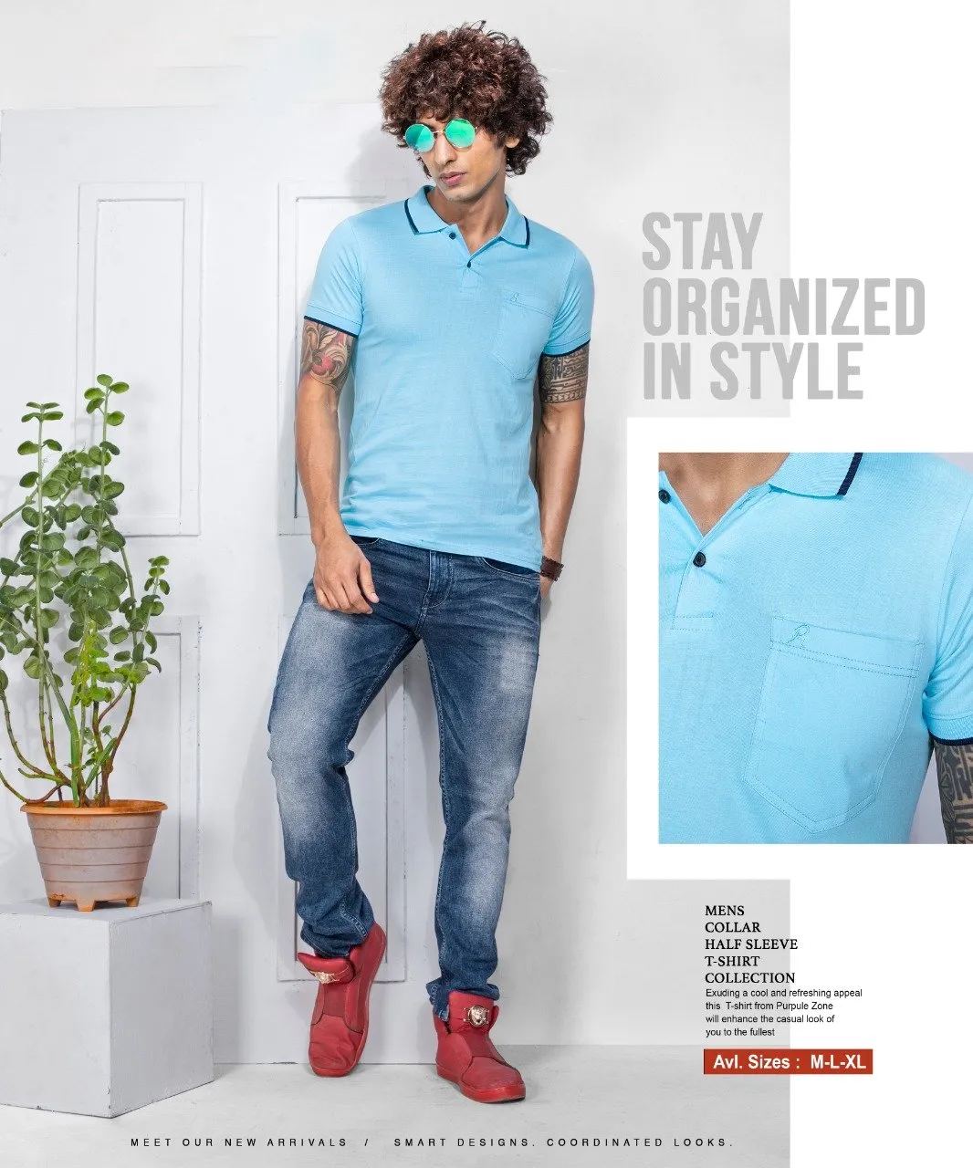 Stylish Sky Blue Polo T-Shirt for Men With Collar