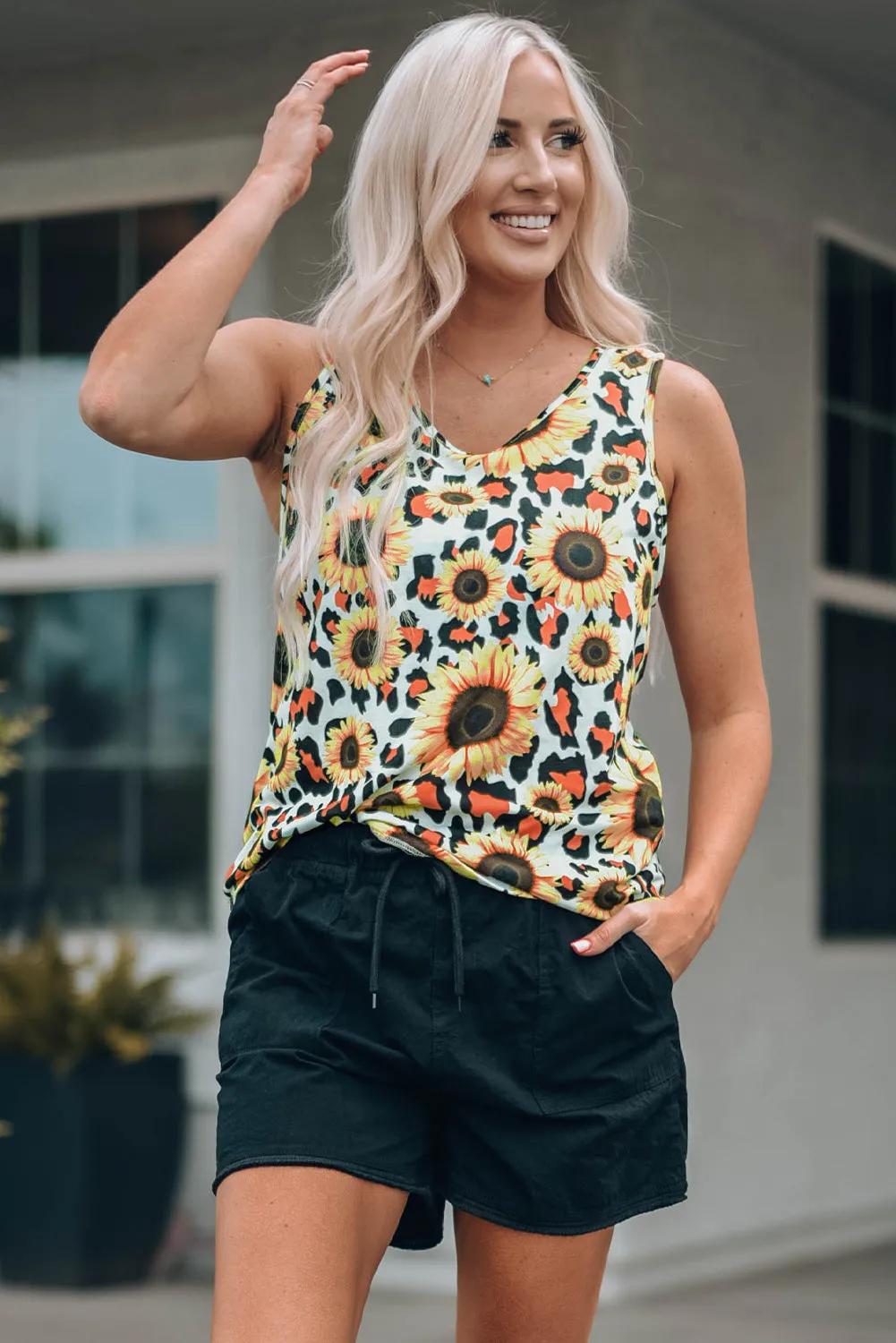 Sunflower Twist Back Casual Tank