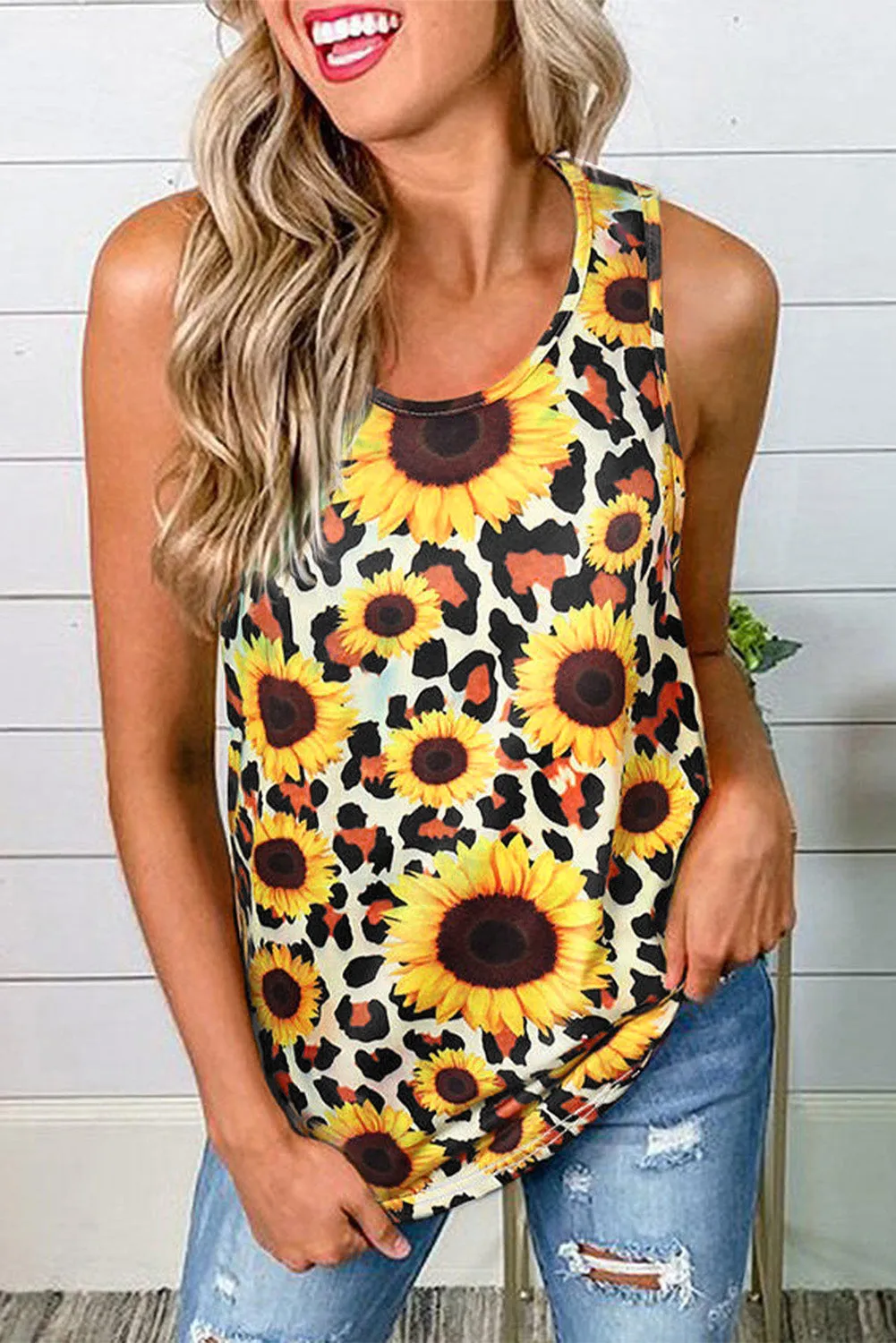 Sunflower Twist Back Casual Tank