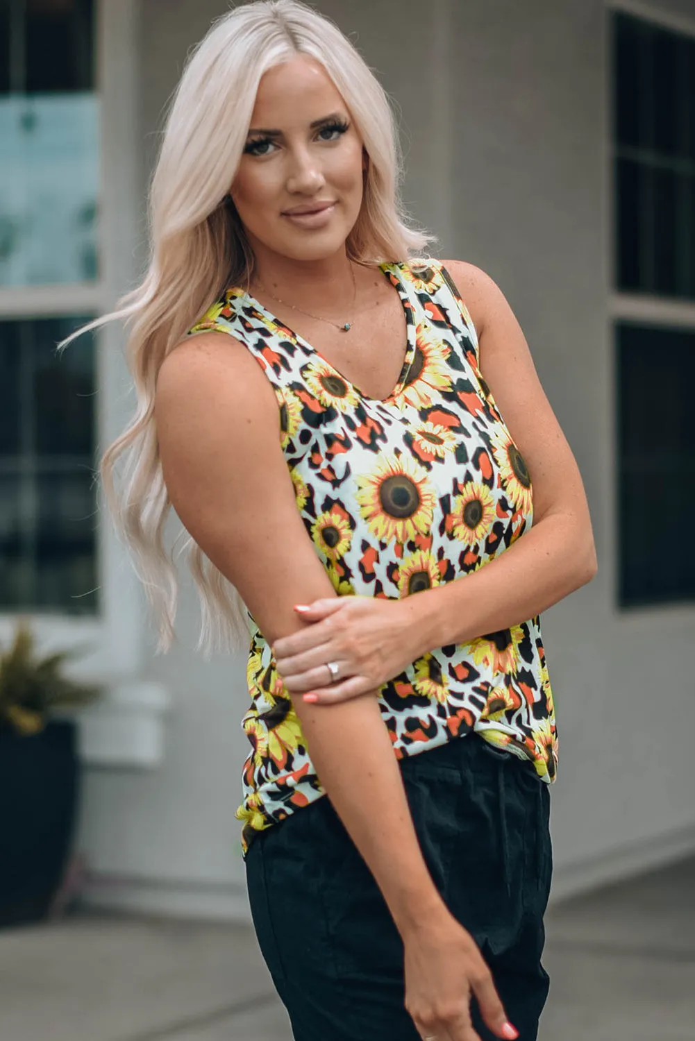 Sunflower Twist Back Casual Tank