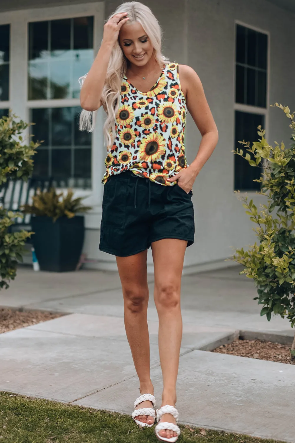 Sunflower Twist Back Casual Tank