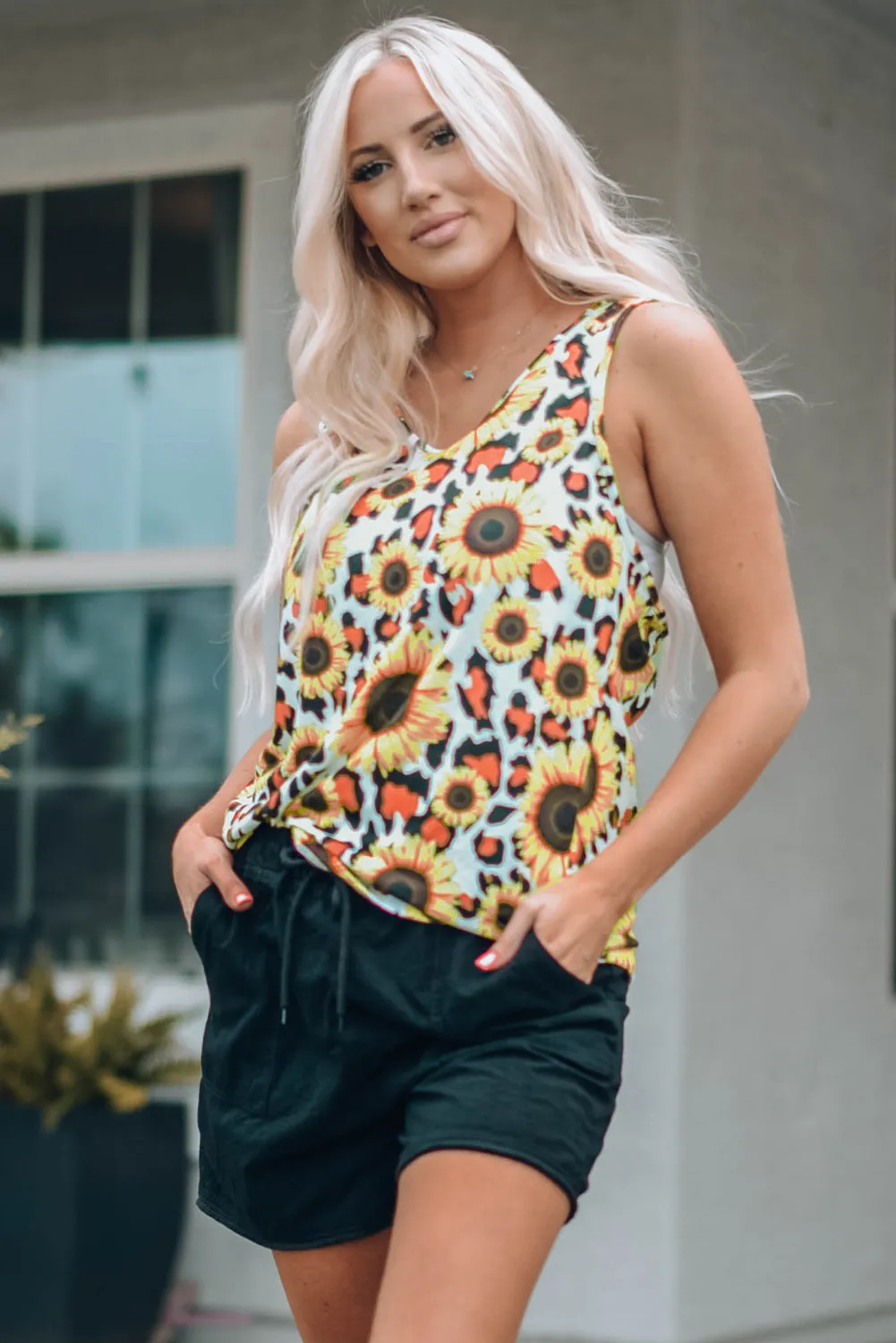 Sunflower Twist Back Casual Tank