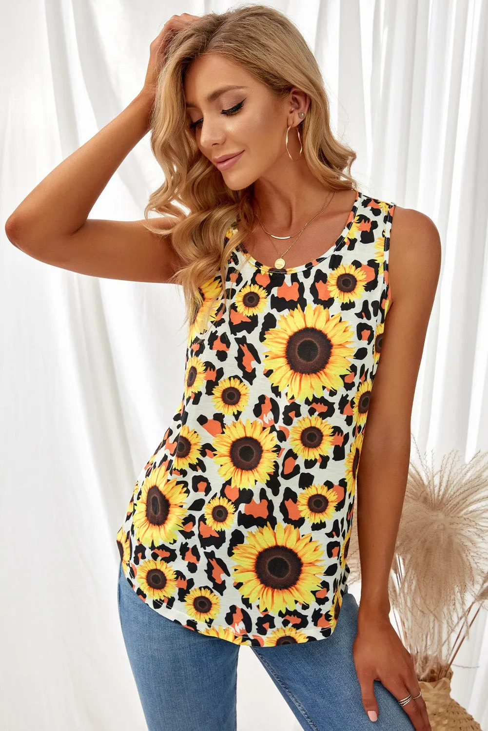 Sunflower Twist Back Casual Tank