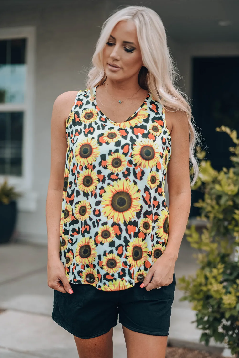 Sunflower Twist Back Casual Tank