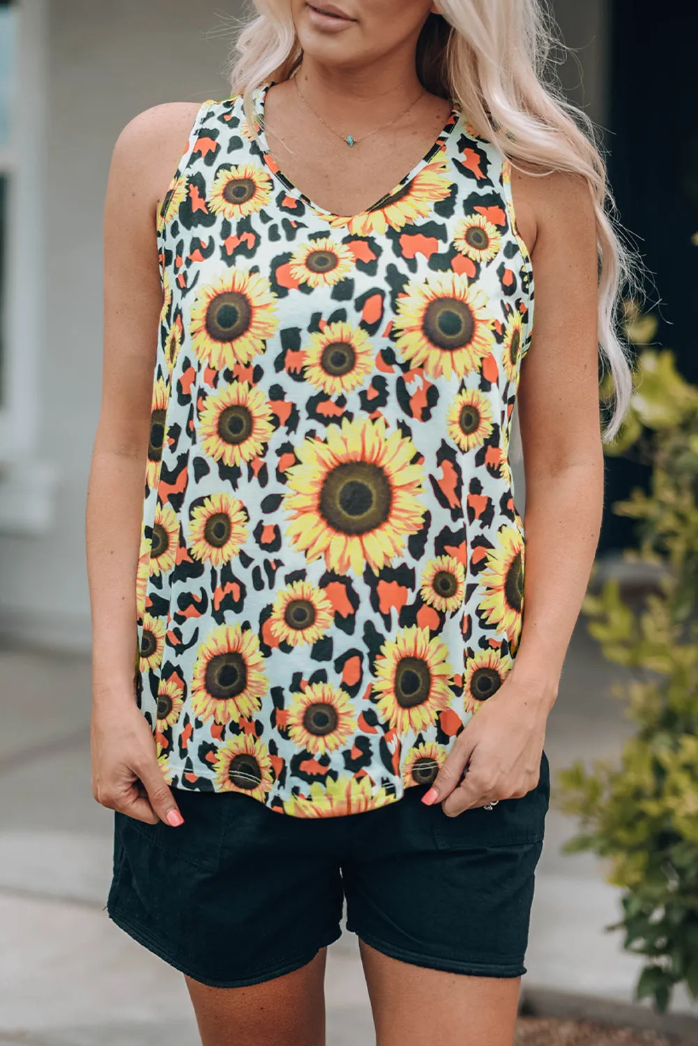 Sunflower Twist Back Casual Tank