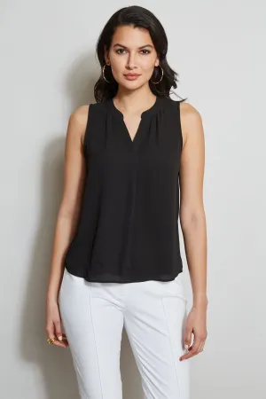 T-Tahari Sleeveless Split Neck Shirt