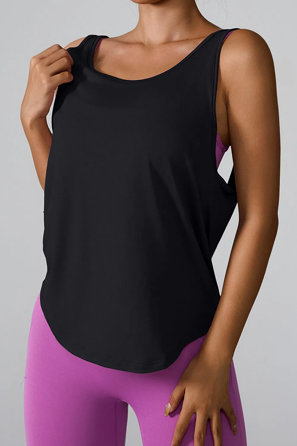 TEEK - Crisscross Back Round Neck Active Tank