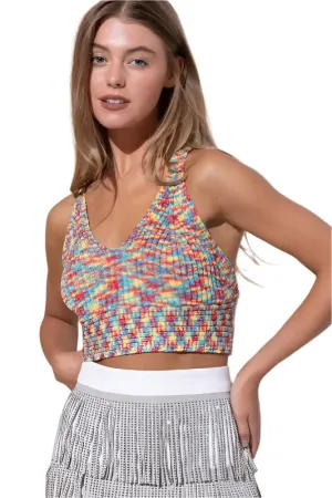 TEEK - RAINBOW MIX SWEATER  CROP TANK TOP