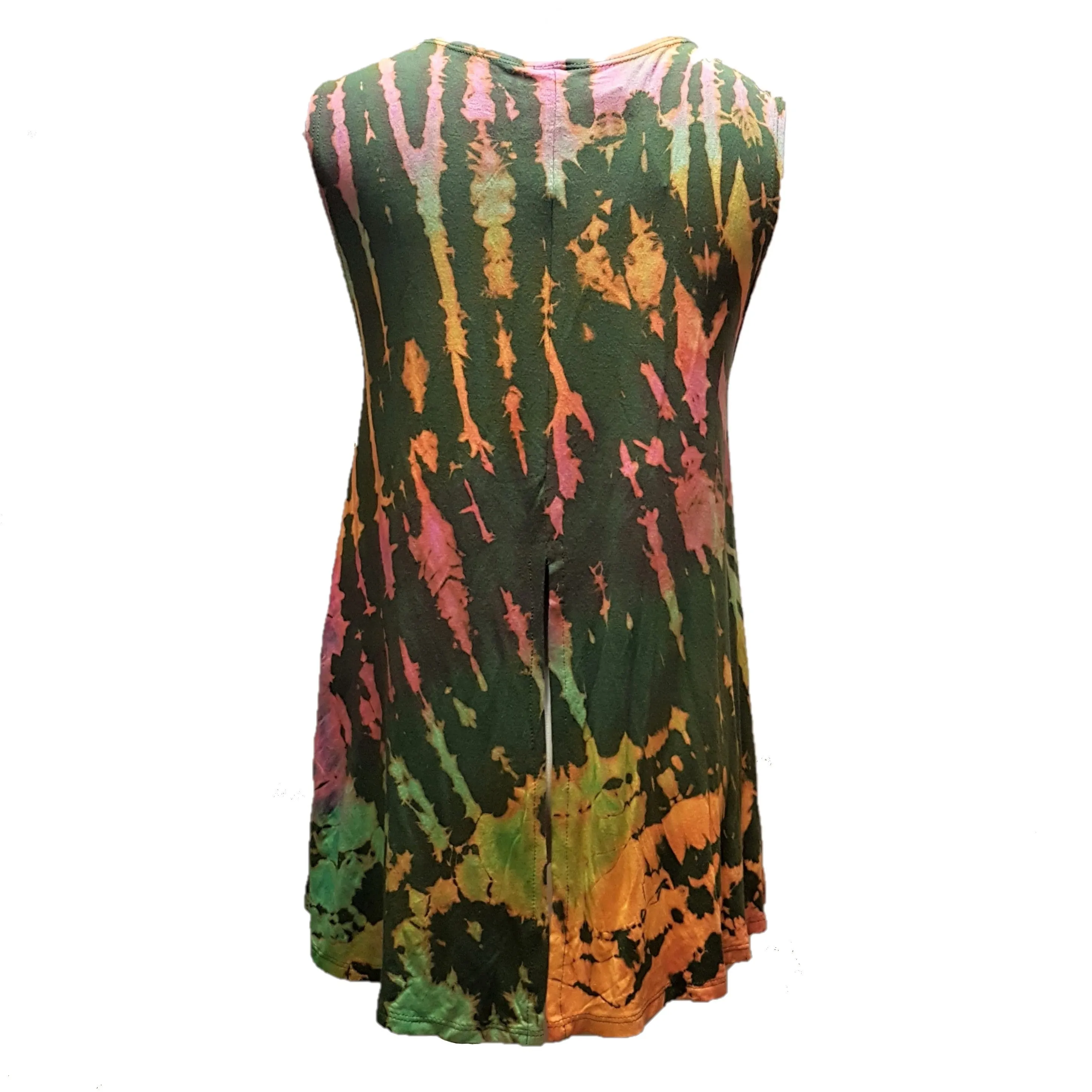 Tie-Dyed Sleeveless Slit-Back Top