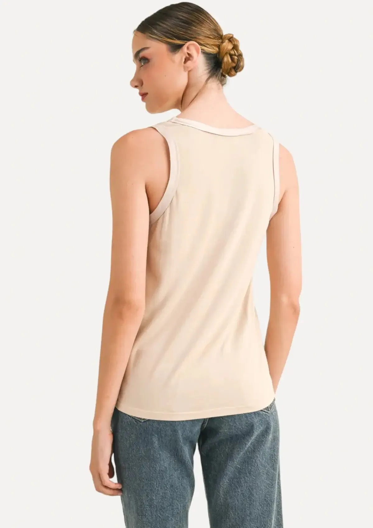 Two-Toned Tank Top - Stone