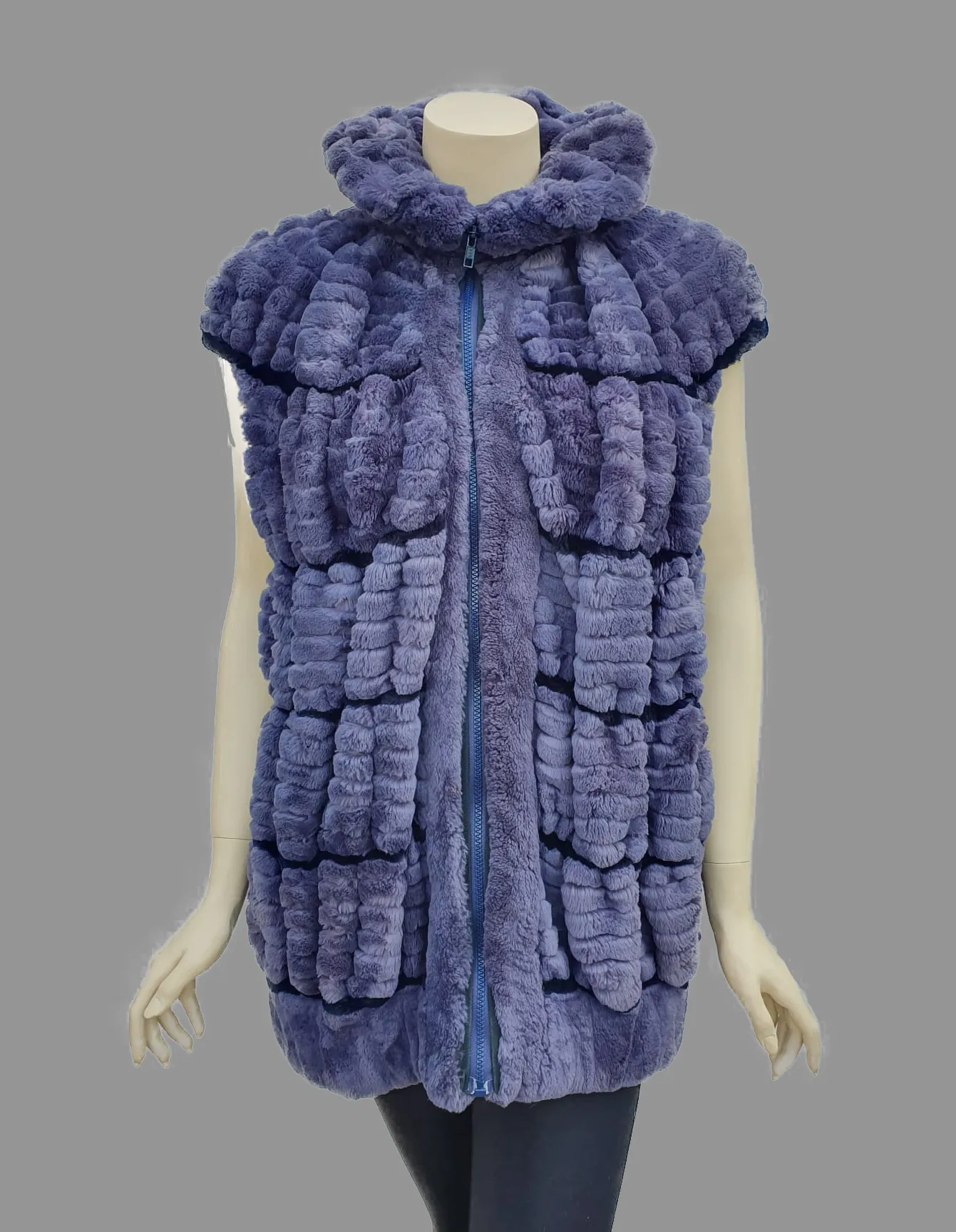 Vintage Two-toned Purple and Black Sheared Beaver Vest w/ Zipper -M  (Never Been Worn!)