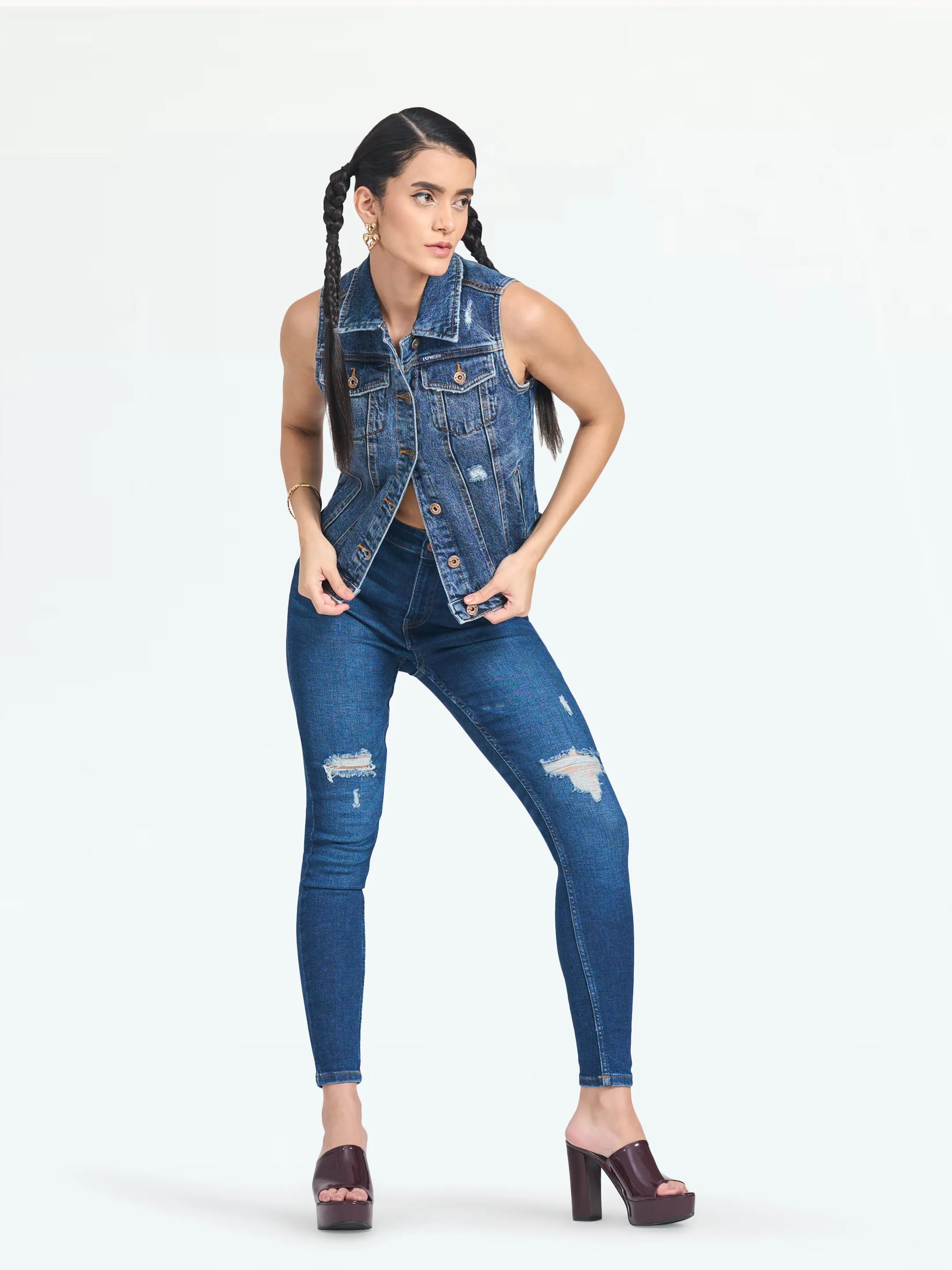 Women's Light Blue Denim Vest