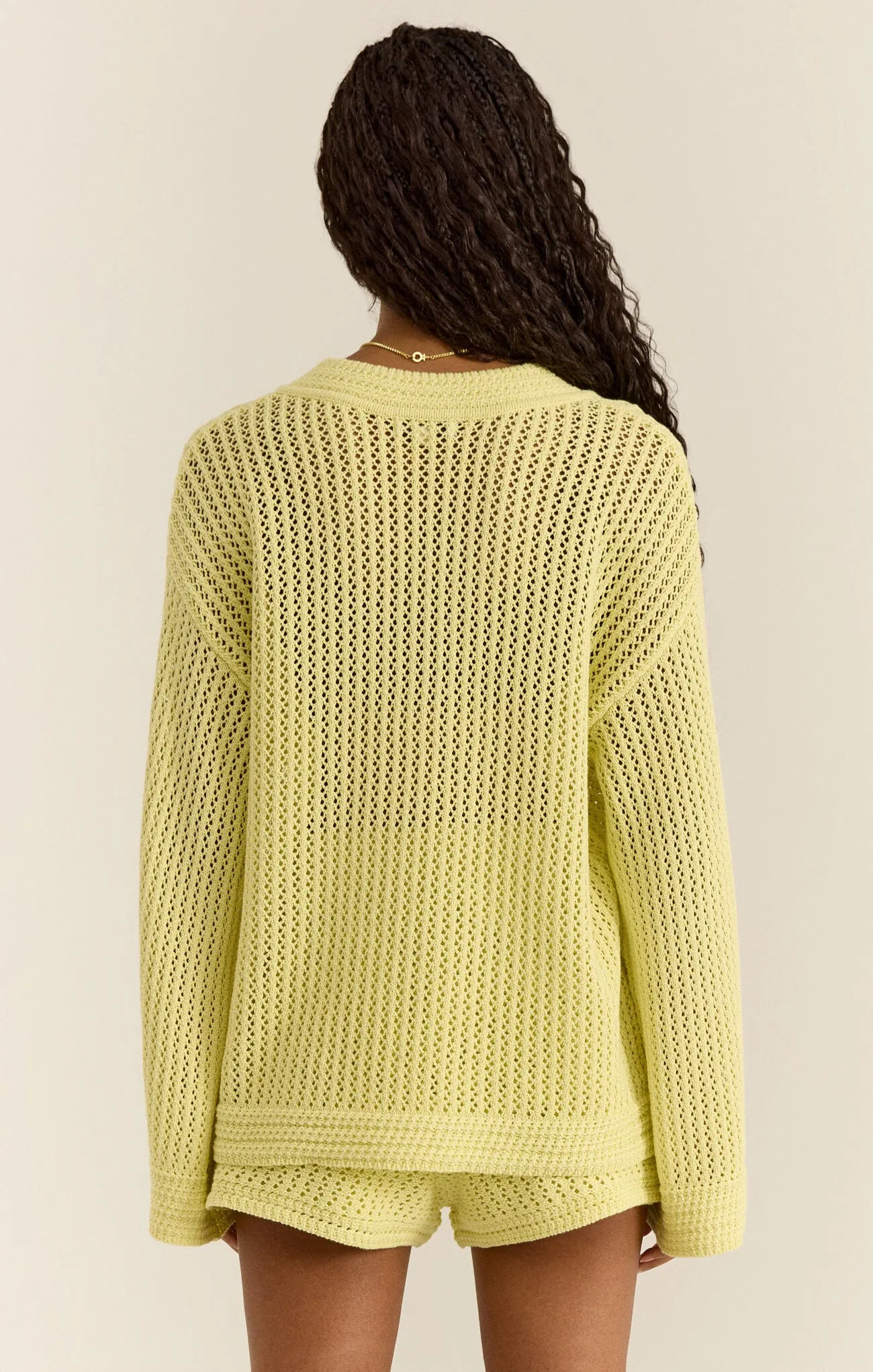 ZSU Kiami Crochet Sweater in Limeade